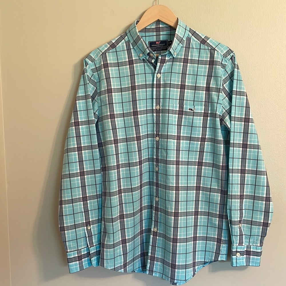 Men’s Vineyard Vines Plaid Classic Fit Tucker Shirt Size Medium M Cotton